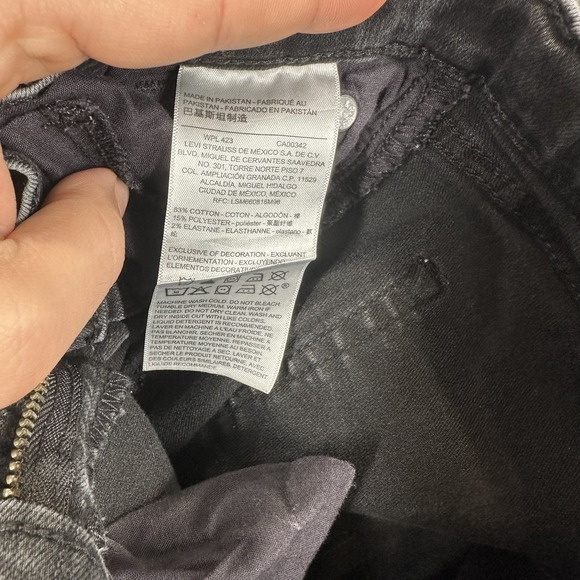 Signature Levi Strauss Jeans Girls 12 Black Denim Super Skinny Distressed Y2K - Picture 5 of 11